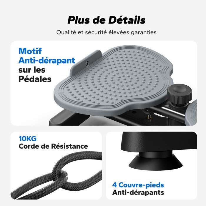 Plaque de torsion MERACH, Twist Board de rotation 90°, avec 2 cordes élastiques 2×10kg, sculpte taille et abdos, charge 136kg, noir