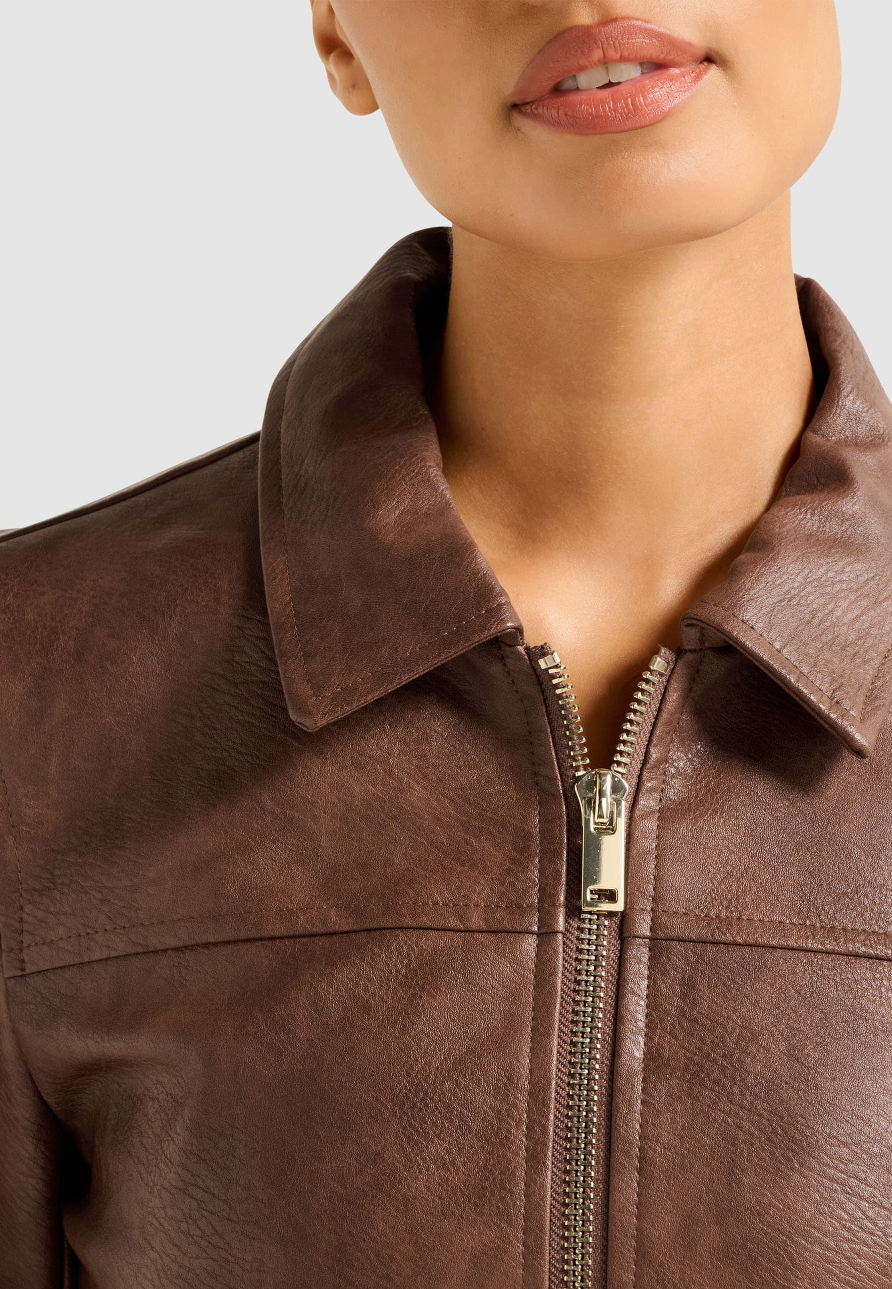 Forever New WREN - Veste en cuir - ensemble noyer