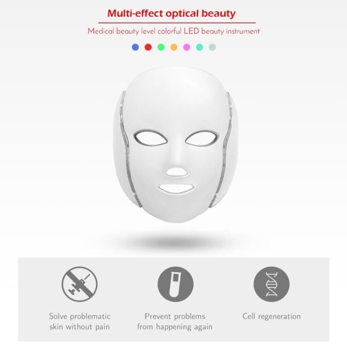 Máscara facial de LED para rejuvenescimento da pele com 7 cores, terapia de luz fotônica, máquina de beleza antienvelhecimento [59F8B75]