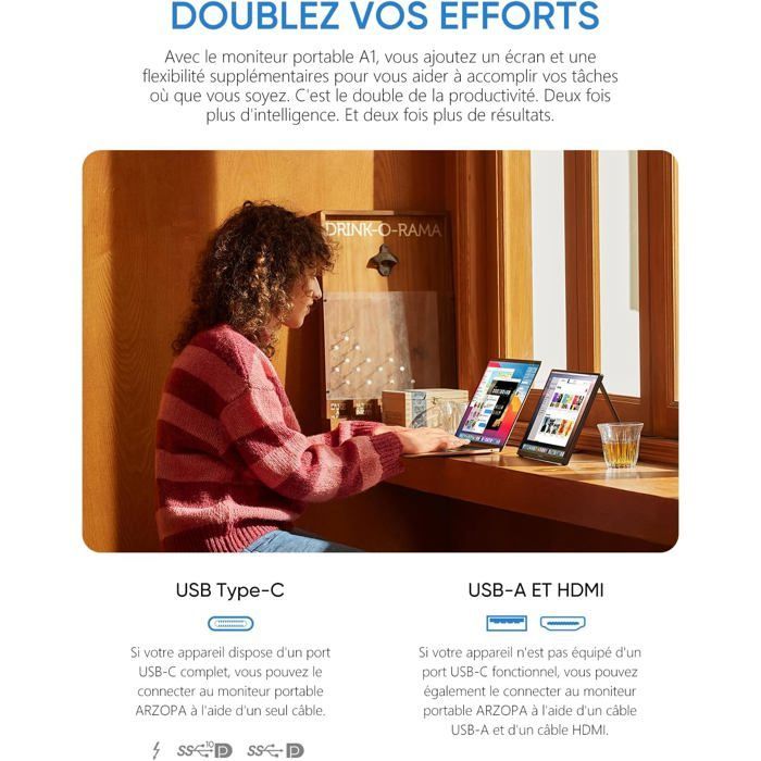15,6-Zoll-FHD-IPS-Portable-Monitor, ultradünner Zweitbildschirm für Laptop/PC/Mac/PS3/4/5/Xbox, USB-C & HDMI