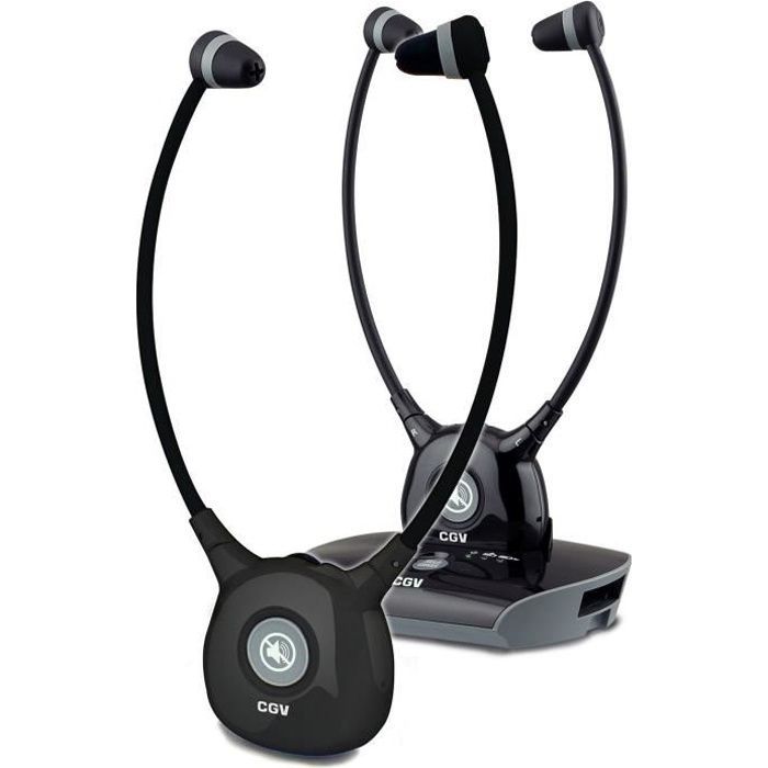 CGV HEL DOLFIN Confezione da 2 cuffie stereo per anziani - 2,4 GHz - Nero