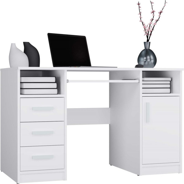 Biurko DELTA białe 120 Cm 3 Szuflady Szafka Półki Do Biura Pokoju