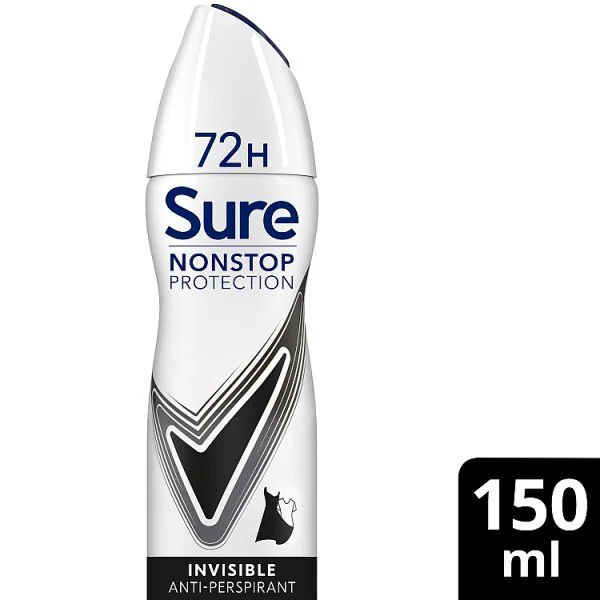 Desodorante antitranspirante Sure en aerosol Nonstop Inv B&W 150 ml