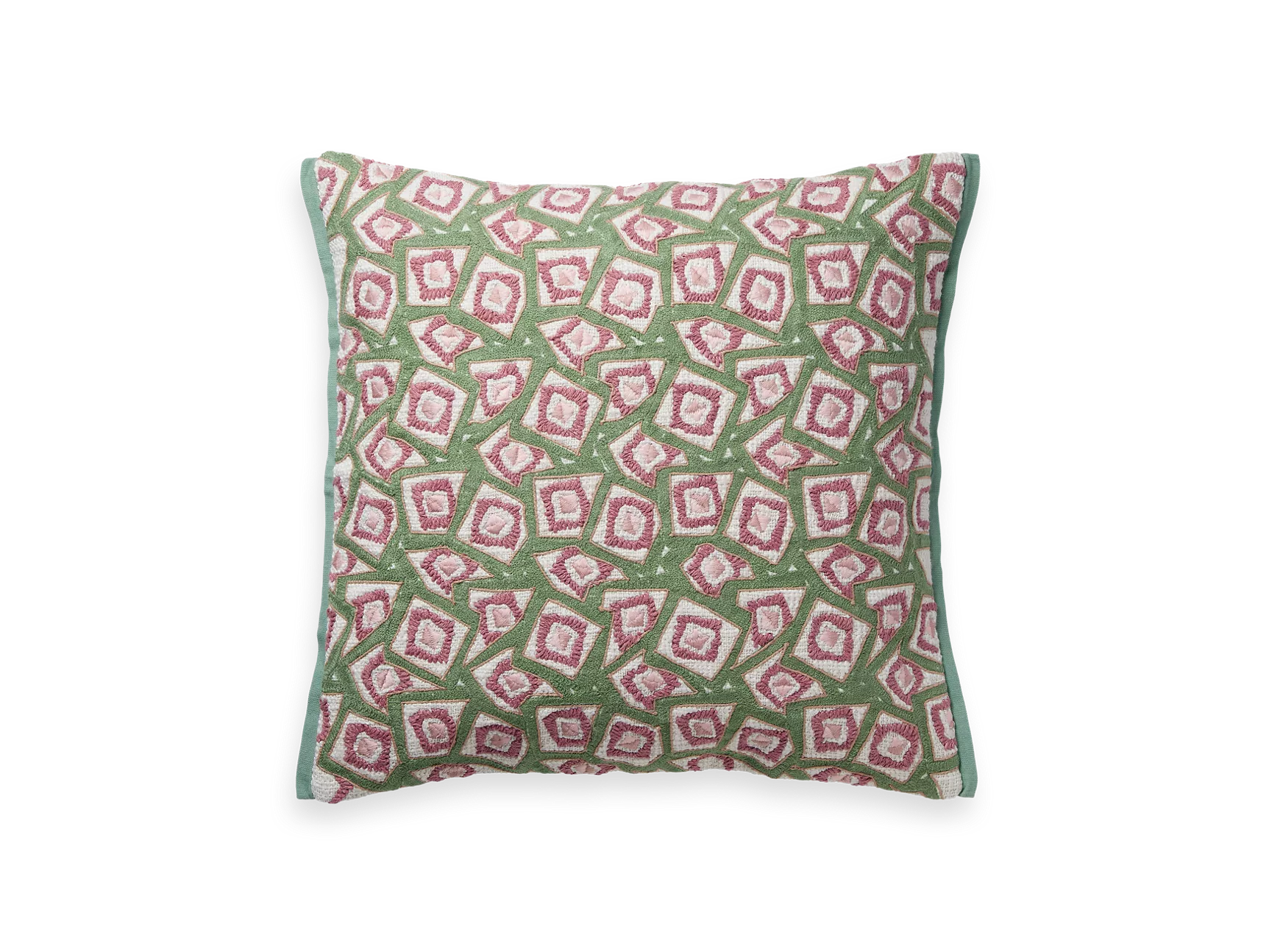 Housse de coussin Punjab, cadre menthe, 50 x 50 cm