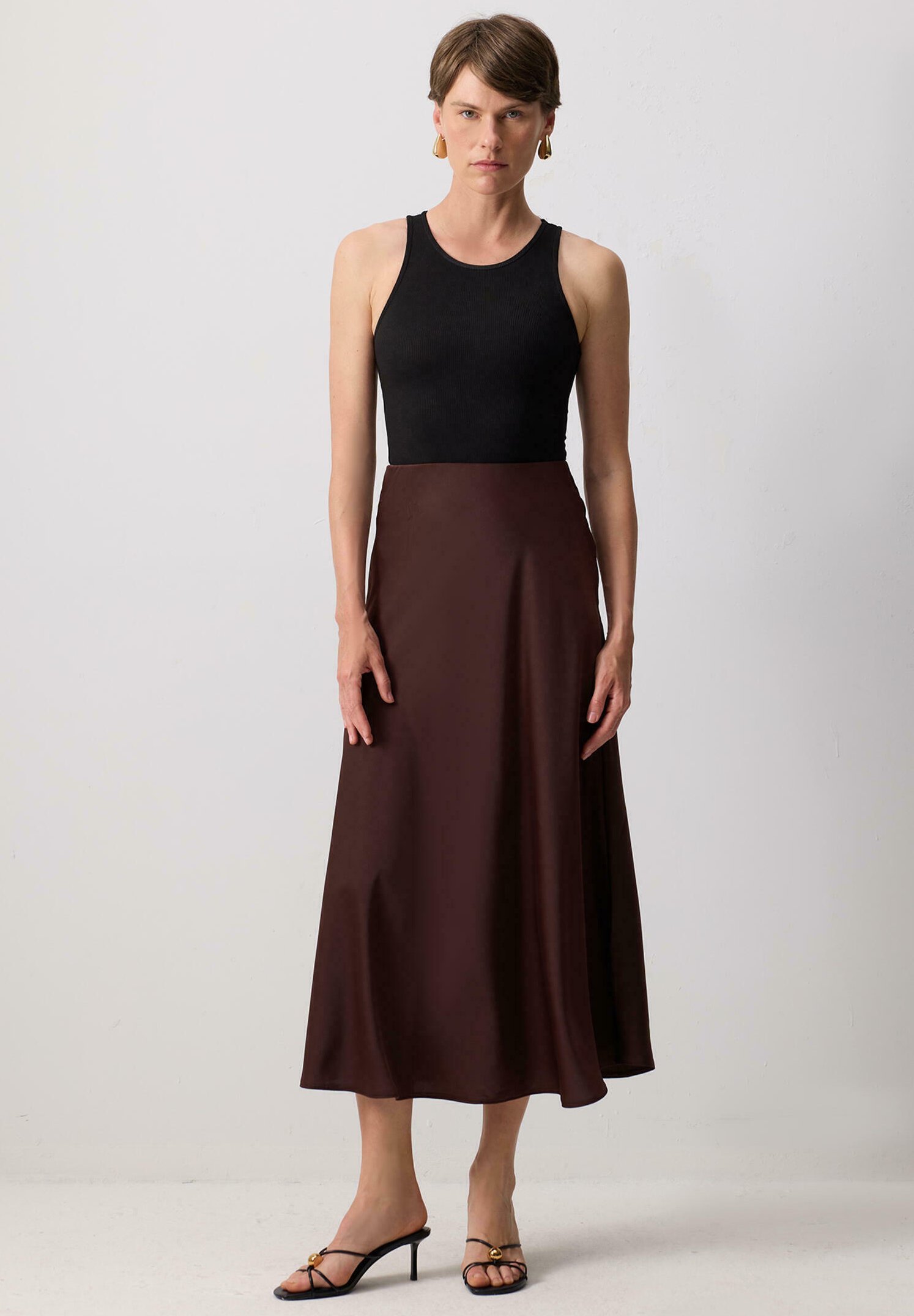 Touché Privé BASIC - Jupe trapèze - marron foncé