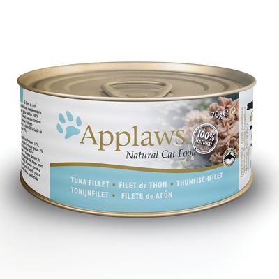 Applaws Dosenfutter für ausgewachsene Katzen, Thunfisch/Fisch in Brühe, 70 g