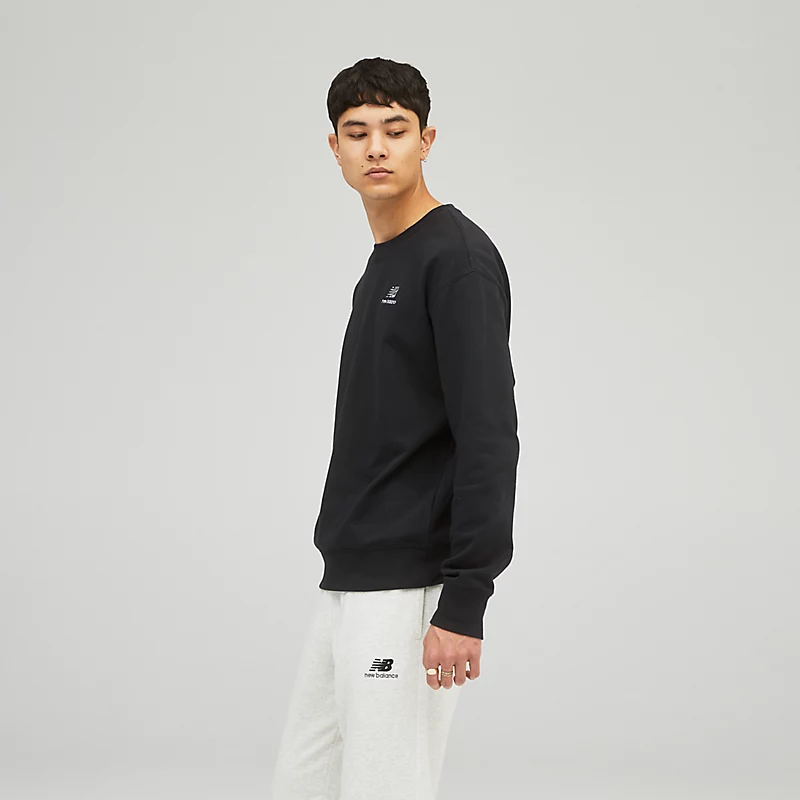 Unisex French Terry sweatshirt met ronde hals – Zwart