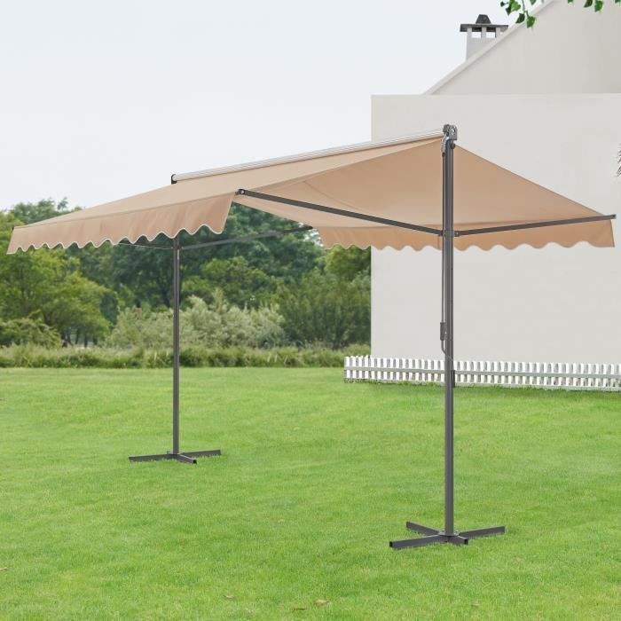 Selenizza freestanding double-sloped awning 400 x 300 x 260 cm sand