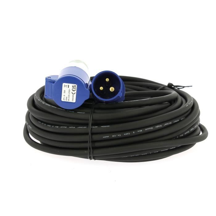 Cable de extensión - EZA - 25 m - Sección transversal del cable: 1,5 mm² - 220 V - 16 A - CEE17 - Con bolsa de transporte