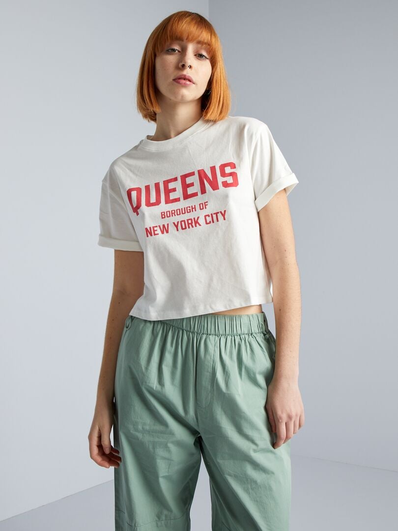 Jersey crop top - WIT