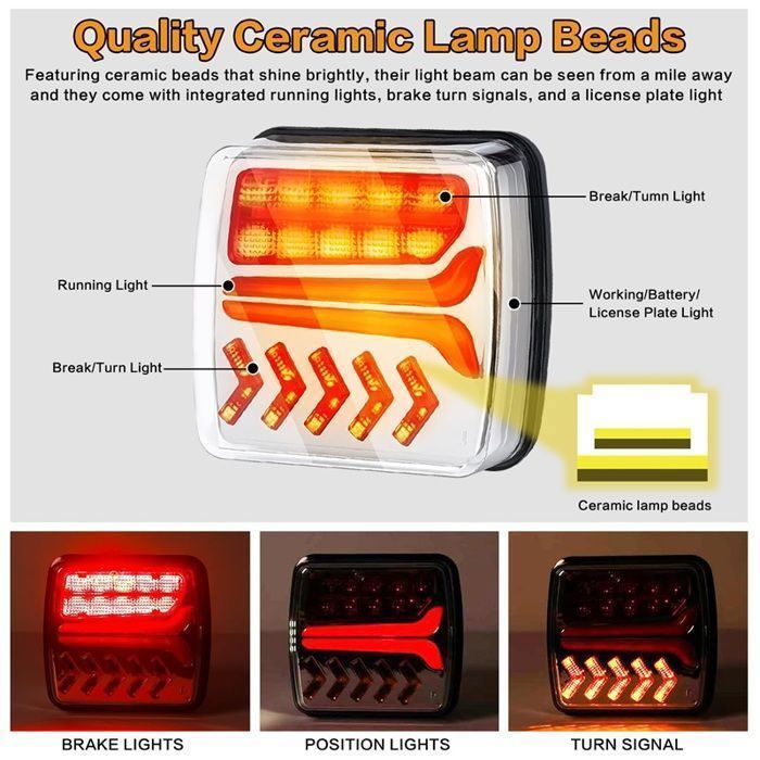 Luces traseras magnéticas inalámbricas para remolque, kit de luces LED recargables e impermeables IP65, luces de freno e intermitentes para camión.