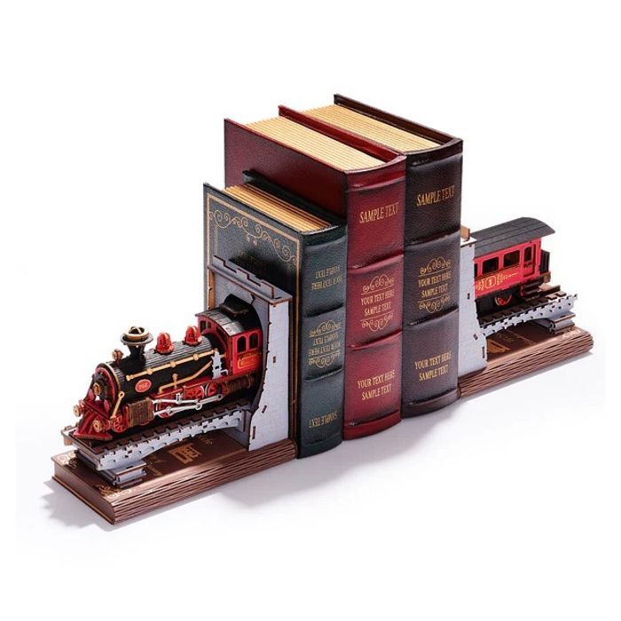 Modelo de trem do século XX para montar - feito de madeira