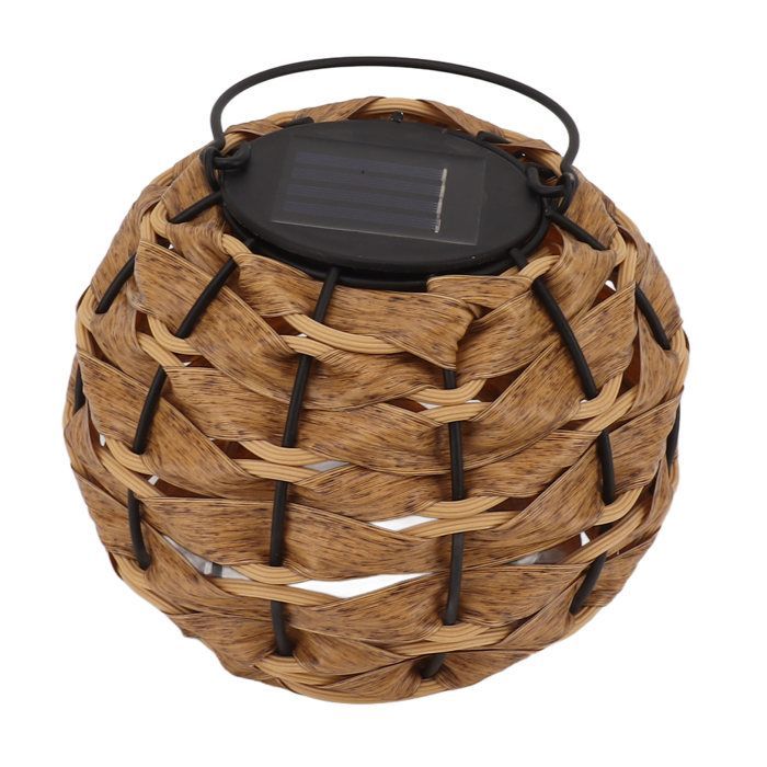 OMABETA Suspension en rotin Lanterne solaire d'extérieur LED étanche en boule de rotin creuse avec poignée pour jardin lampion