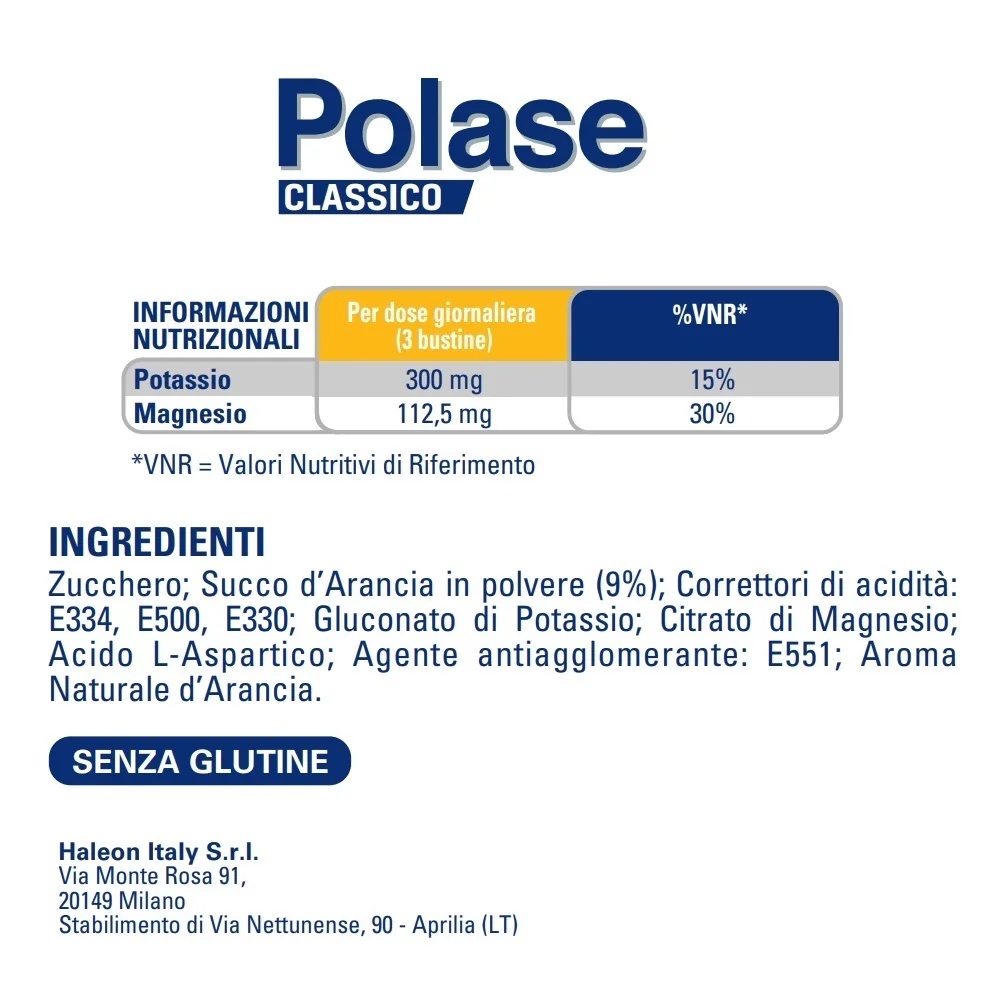 POLASE Polase Clásico Sabor Naranja 24 Sobres Efervescentes Suplemento Dietético con Magnesio y Potasio