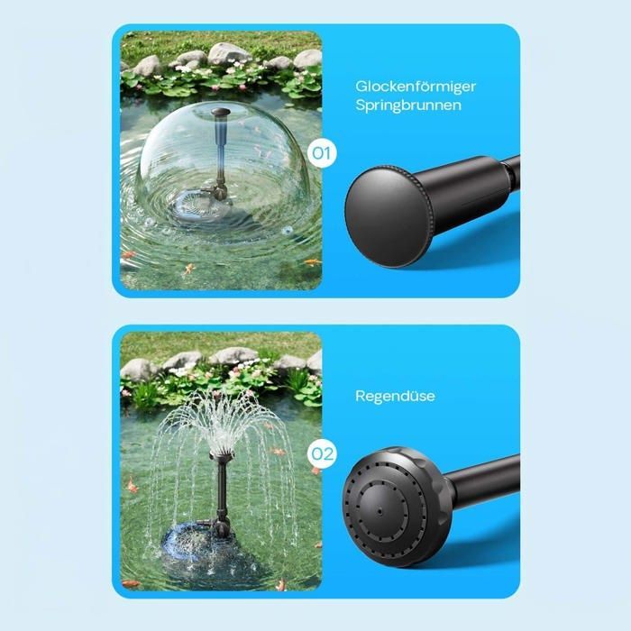 Kit de fijación SunSun 3 con 2 boquillas para fuente y accesorios - para bombas de chorro de agua para fuentes de estanque de la serie HJ, por ejemplo, HJ-1544