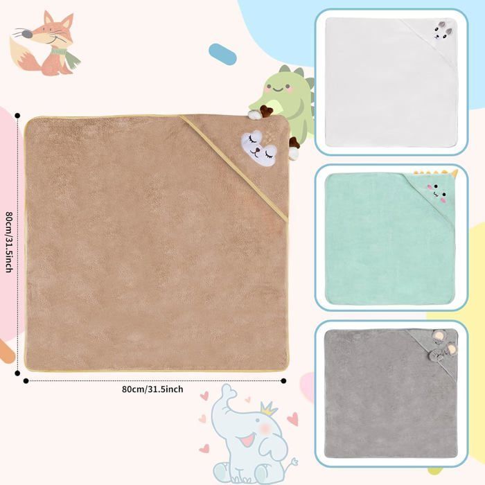 Lot de 4 Capes de Bain Bébé avec Capuche, Serviette Ultra-Absorbante pour Nourrisson et Enfant, Séchage Rapide