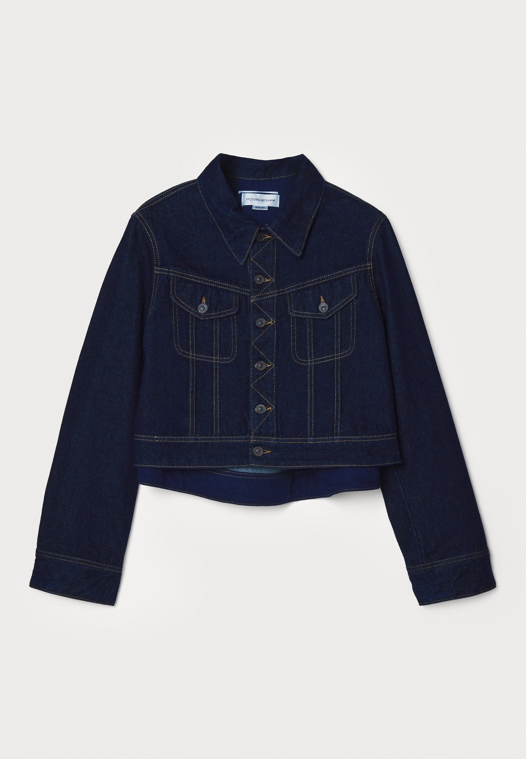 Victoria Beckham cropped jack - denim jack - donker indigo wassing