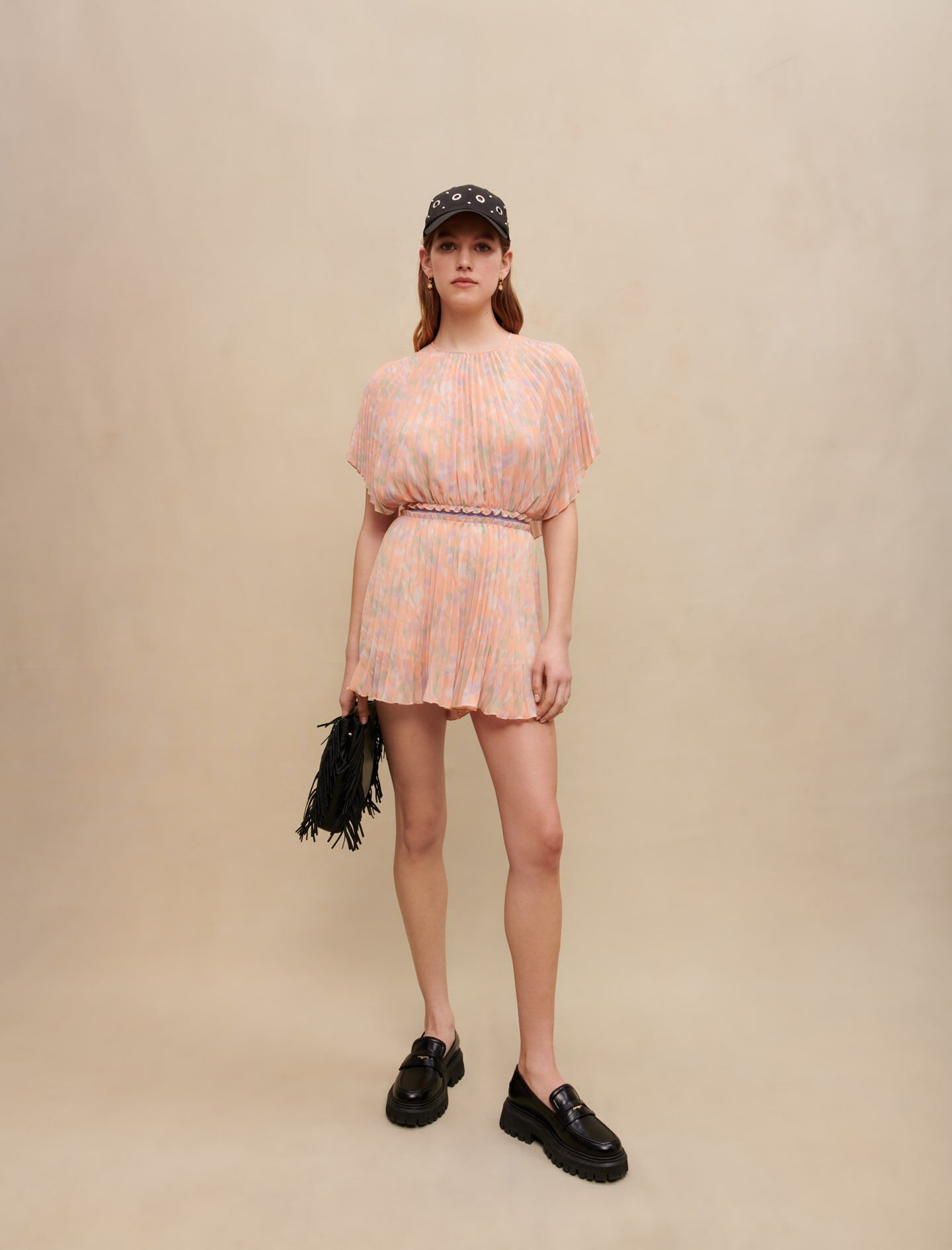 Bedrukte korte jumpsuit - Camouflage oranje