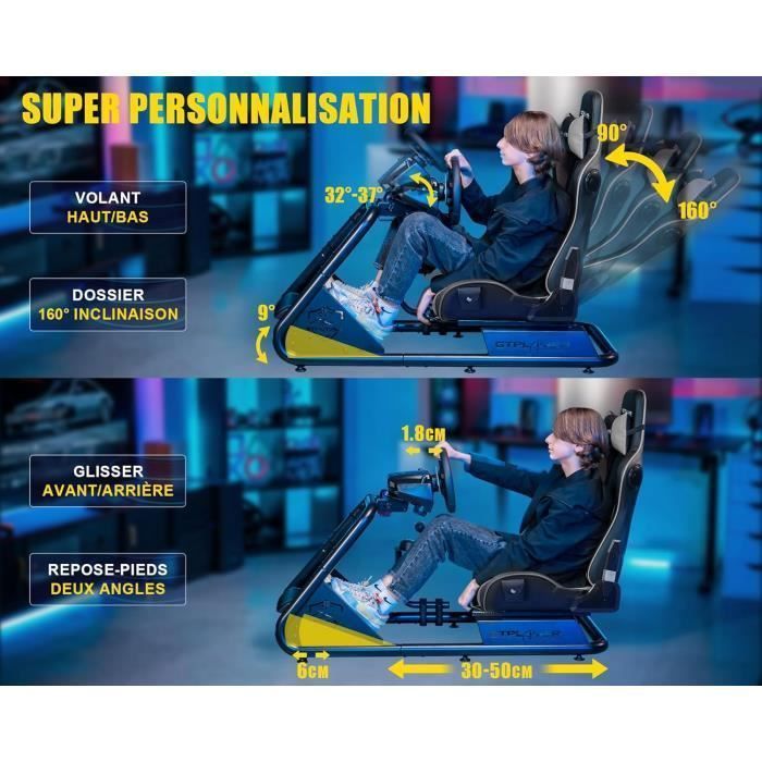 Simulador de conducción - GTPLAYER - GTS03-GY - Asiento con altavoces - Ajustable - Compatible con PC