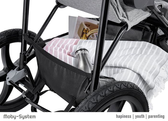 Moby-System Mountain Buggy 3-Wheel Stroller, Foldable up to 15 kg, Easy to Turn, Reflective Strips, 5-Point Harness