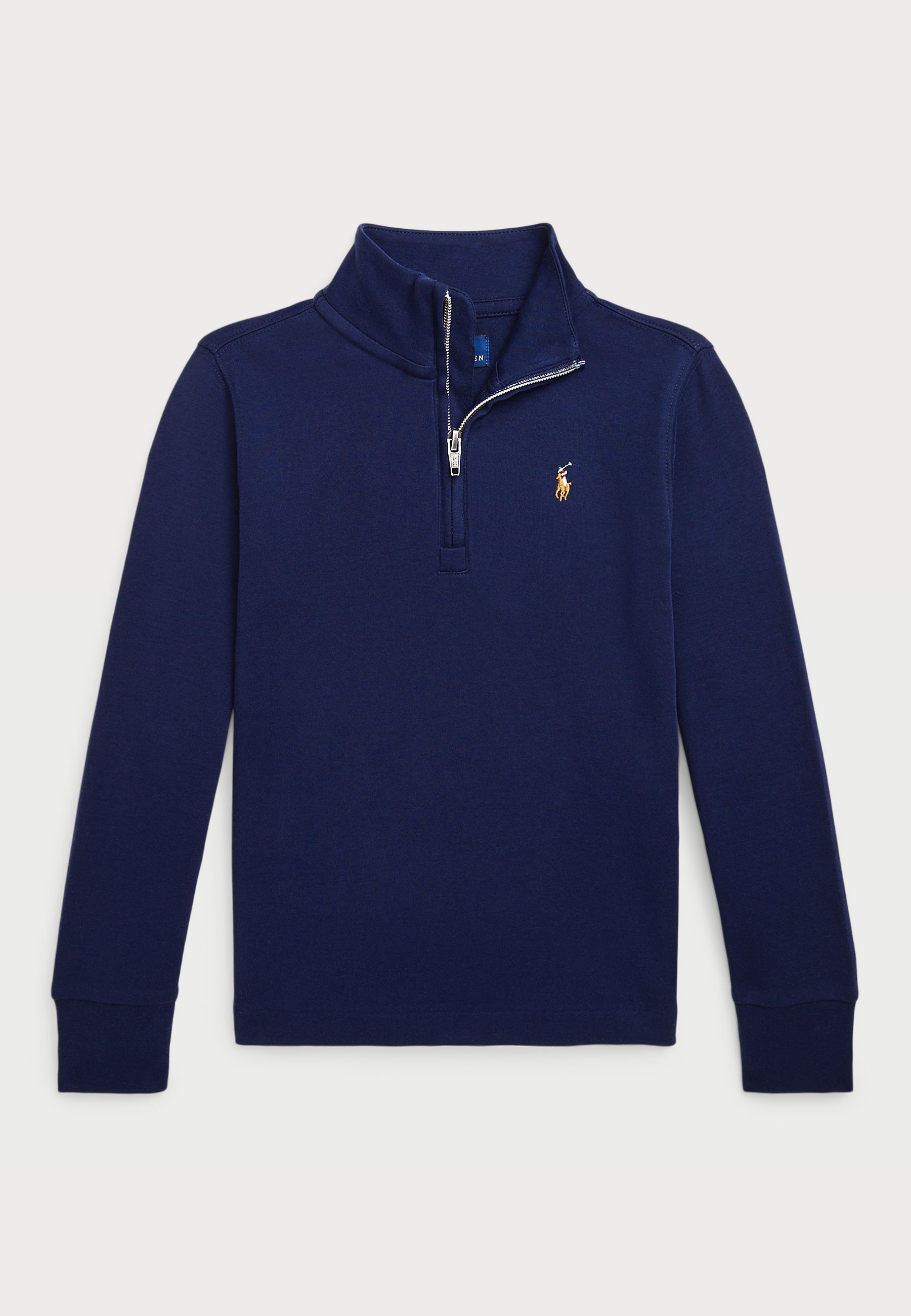 Polo Ralph Lauren katoenen interlock trui met kwartrits - Top met lange mouwen - verfijnd marineblauw