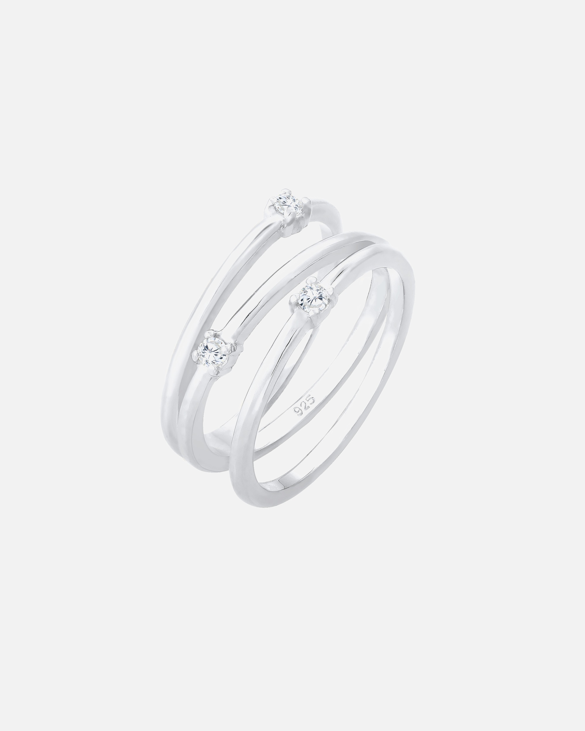 Elli Enroulé Filigrane avec Cristaux de Zircone Bague Femme - Argent (925/1000)