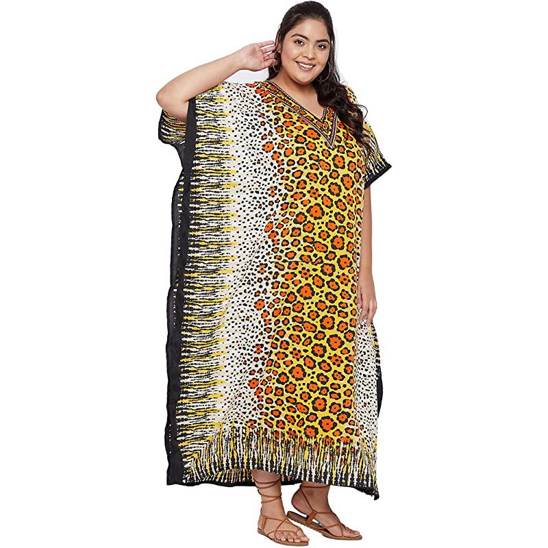 Abito lungo stile maxi, caftano stampato, abito da spiaggia per donna taglie forti, abito da sera