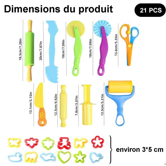 Children's Modeling Clay - Modeling Clay Accessories - 21 Pieces - Including Flowers, Flying Pigeons, Puppies, Cutters and Rollers