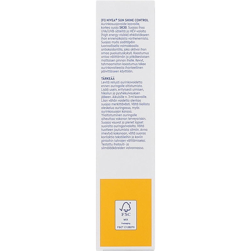 Crema facial solar Nivea SPF 30 control de brillos, 50 ml