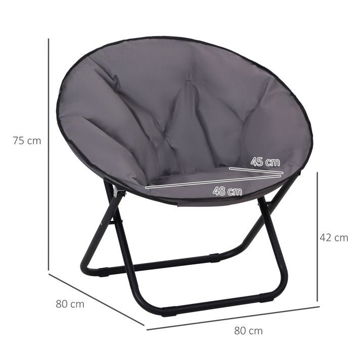 Outsunny Designer-Sessel, Metall, 80 x 80 x 75 cm, grau