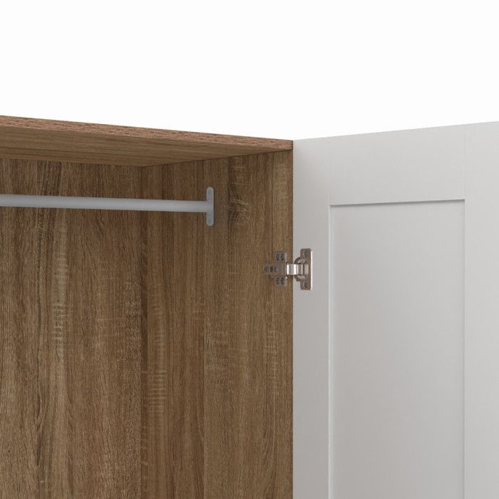 IDMARKET VITO garderob med 2 dörrar, vit och trä, 80 cm hängyta med hyllor, maximal förvaringskapacitet