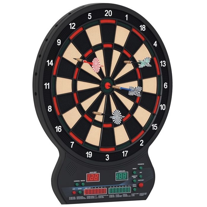 Diana electrónica HOMCOM, 27 juegos, 202 variaciones, 8 jugadores, pantalla LED, plástico, color negro.