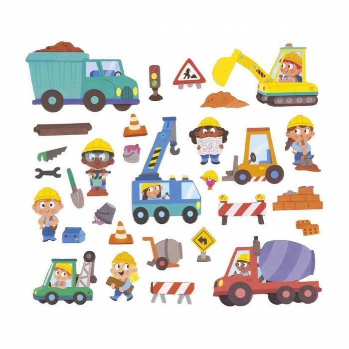 Cantiere edile Magnéti'Stories - Gioco magnetico educativo con 30 magneti - Giocattolo in cartone certificato FSC per bambini - Età 3+