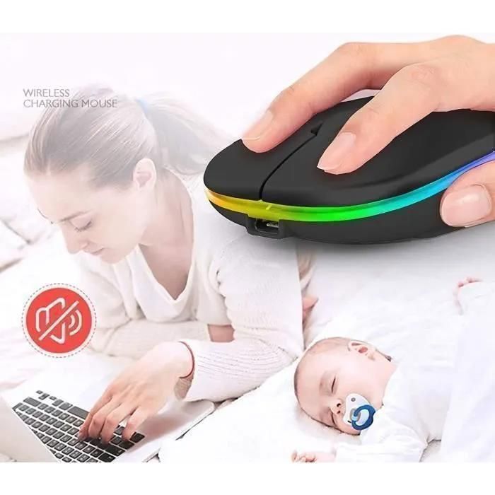 PASHASHOP Ultra-Thin Rechargeable Wireless Mouse, 2.4G, Silent, 1600 DPI