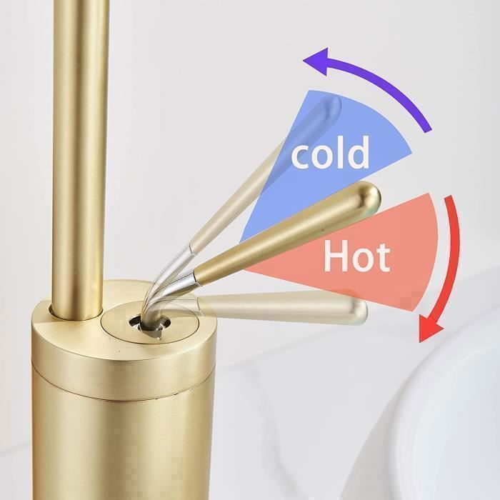 Brushed Gold Bathroom Faucet - Basin Mixer Tap - 304 Stainless Steel Basin Mixer Tap, Modern Bathroom Mixer Tap Design