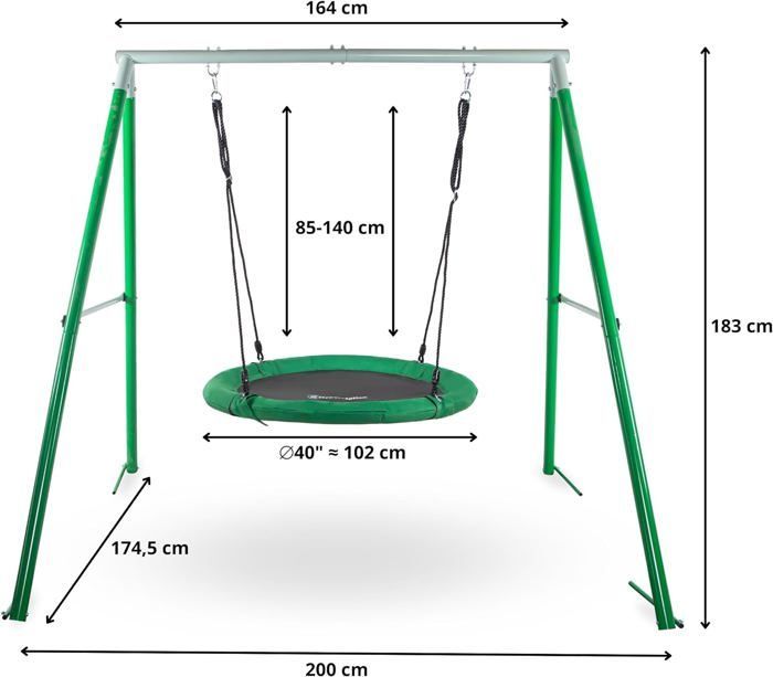 Kinderschommel - HyperMotion - Rond - Verstelbare hoogte - Draagvermogen 150 kg - Diameter 102 cm
