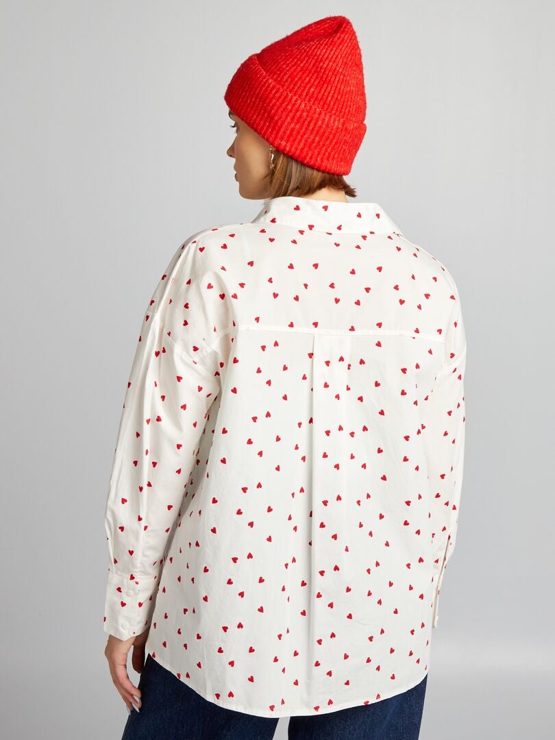 Camisa com estampa de corações - VERMELHA