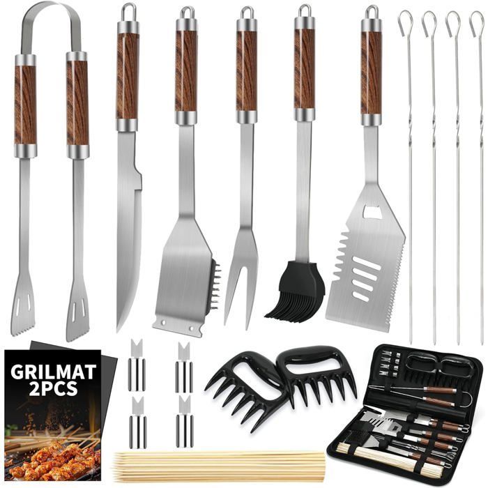 Juego de 20 piezas de cubiertos de alta calidad para barbacoa, estuche de acero inoxidable, accesorios para barbacoa