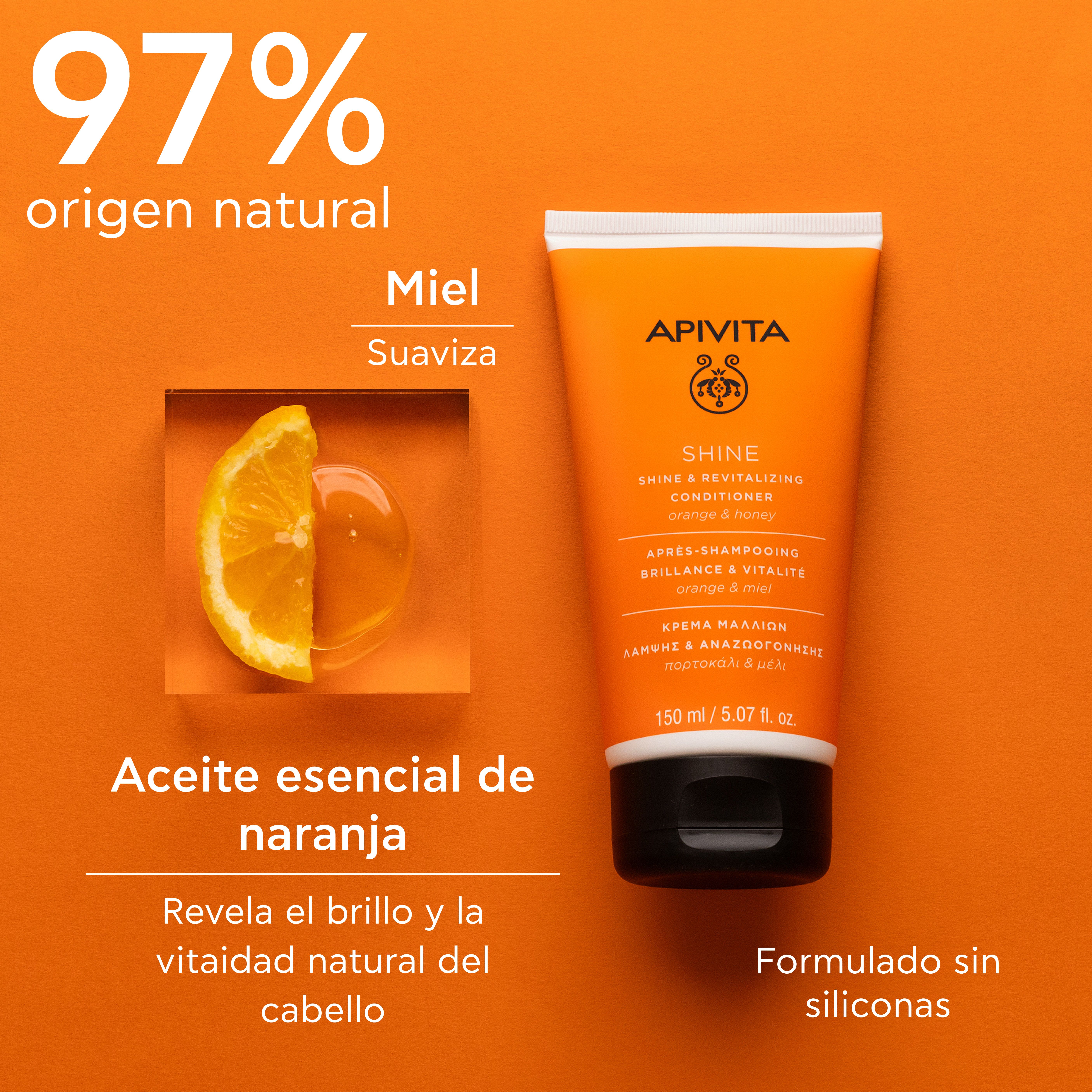 Balzam za sijaj in vitalnost z vonjem pomaranče in medu Balzami brez silikona