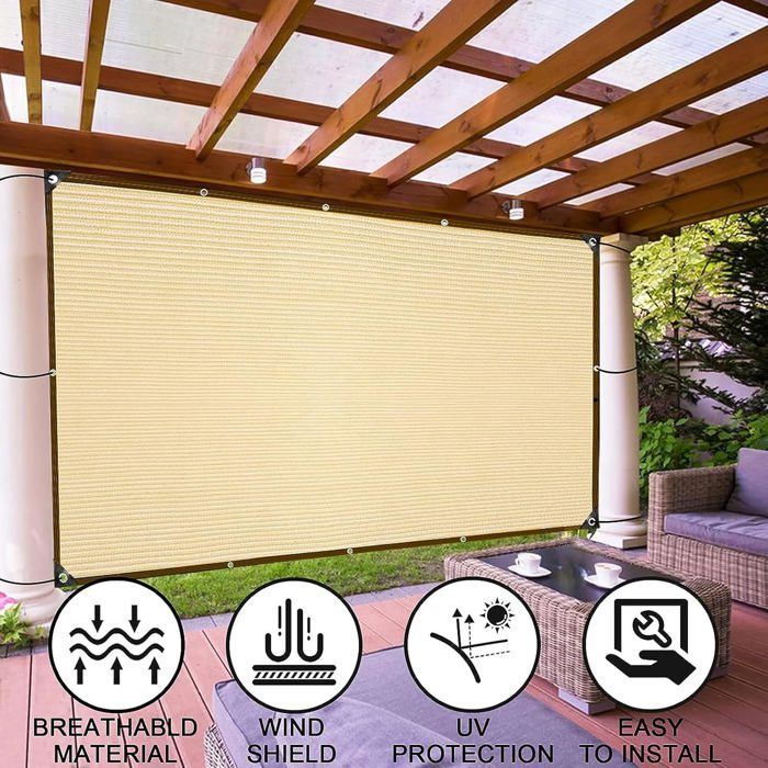 Voile d'Ombrage - AIMOONSA - 2m x 4m - Beige - Polyéthylène Haute Densité - Anti-UV
