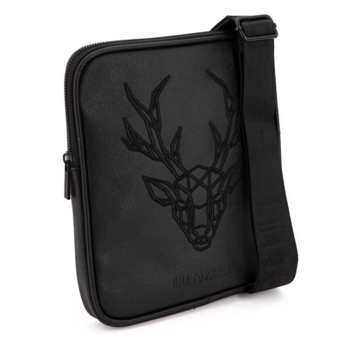 Safiano-Flachtasche mit Hirschstickerei, 22 x 25 x 2 cm, Herrenmodell BILL TORNADE