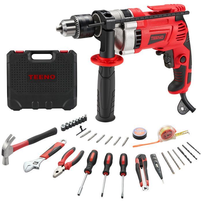 Electric impact drill - TEENO - 910W - 13 mm chuck - 0-3000 rpm - Drilling up to 32 mm