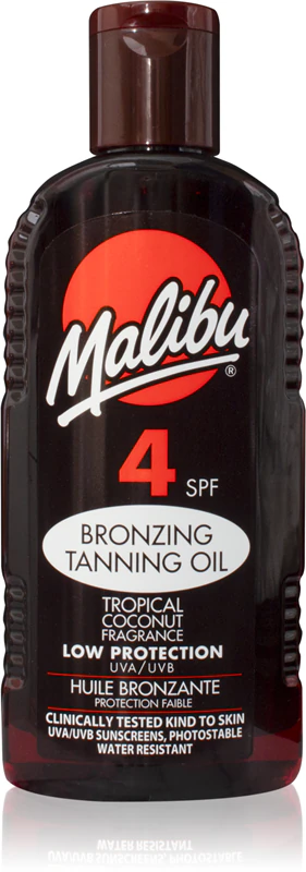 Malibu Bronzing Tanning Oil, een hydraterende bronzing spray voor het bruinen.