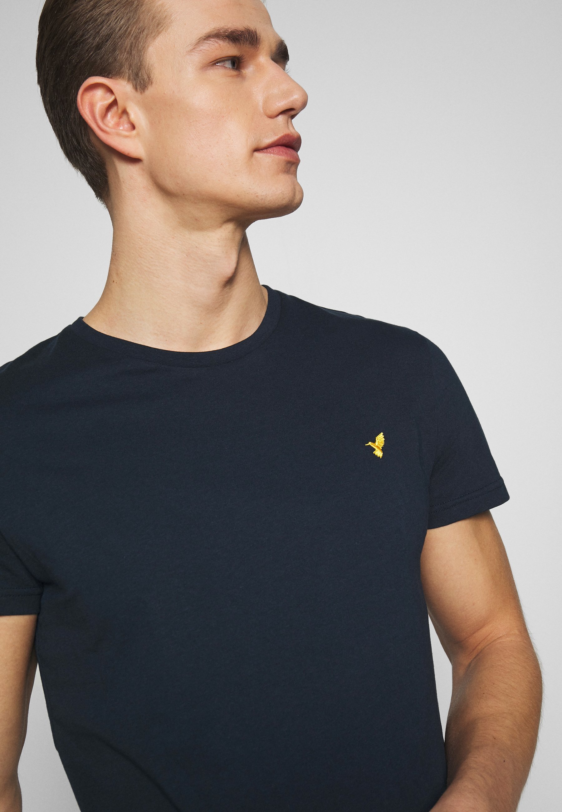 Pier One BASIC SLIM EMBROIDERY T-SHIRT - Basic T-shirt - donkerblauw