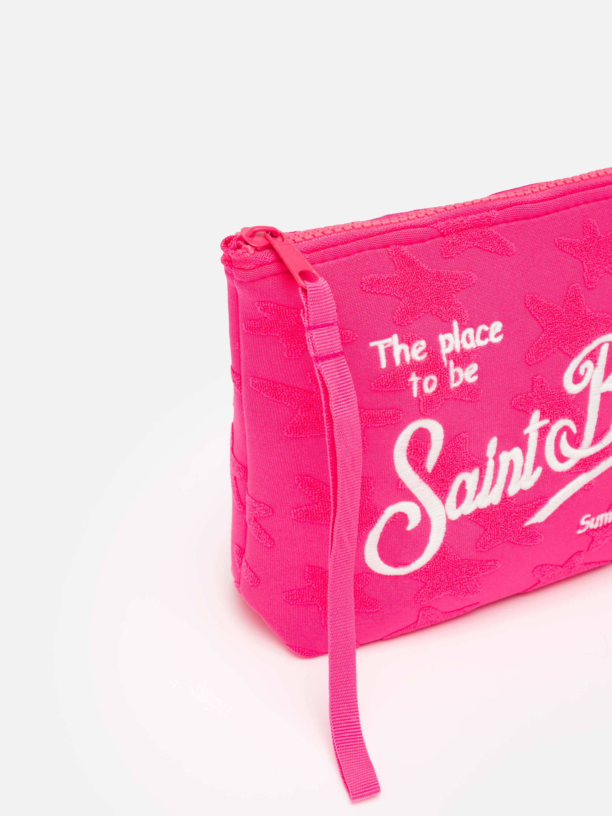 Pochette Aline en éponge fuchsia avec motif étoile en relief
