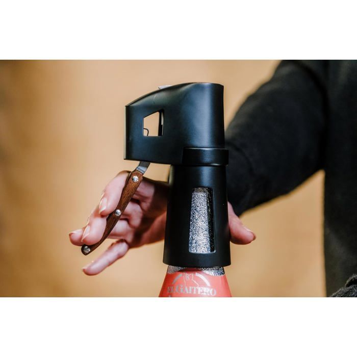 Sacacorchos para champán - ZGEER - Mango de madera - Negro - Apertura sin esfuerzo - Diseño elegante - Seguro y práctico