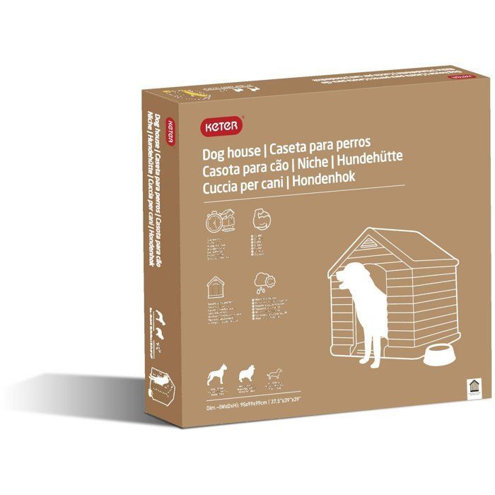 Niche pour chien - CURVER - Polypropylène - Etanche & traité anti-UV - 95 x 99 x 99 cm - Gris