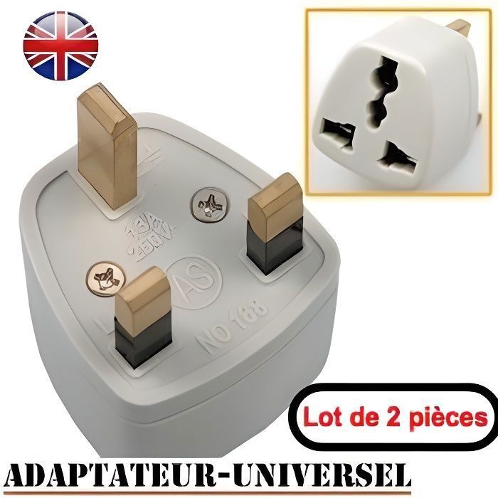 Adaptador de enchufe - ZISONIX - EUROPA/INGLATERRA - Paquete de 2 - Uso en interiores - Hembra