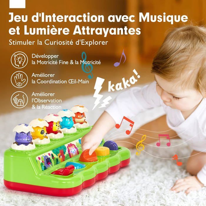 Giocattolo per neonati di 1 anno, gioco Montessori a comparsa con animali, musica e luci, giochi per bambini di 1, 2 e 3 anni, regalo per bambina o bambino