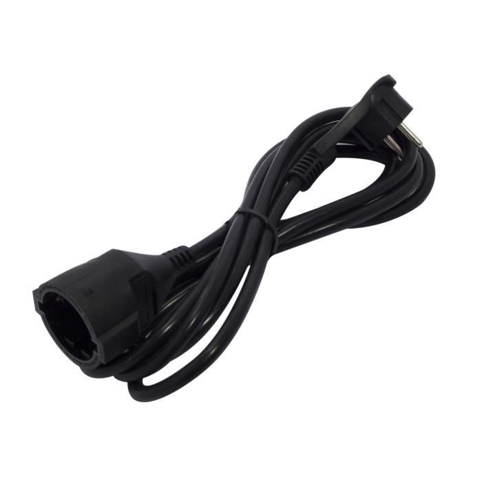 Extensão elétrica CHACON HO5VVF de 3 m, 3 x 1,5 mm², preta, com plugue plano.